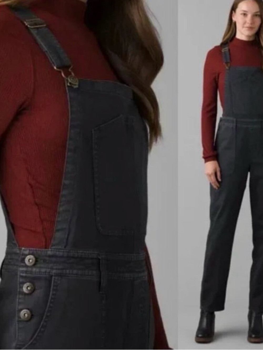Prana Sancho Overalls Charcoal Gray Size Small